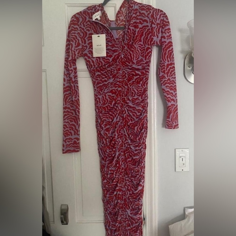 A.L.C. Red and Lavender Wave Dress - Picture 3 of 5
